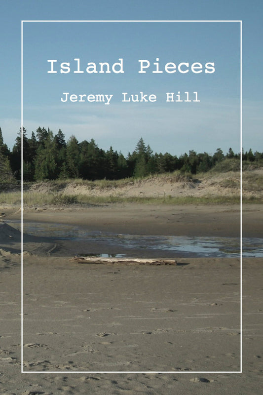Beach scene with 'Island Pieces' and 'Jeremy Luke Hill' text overlay