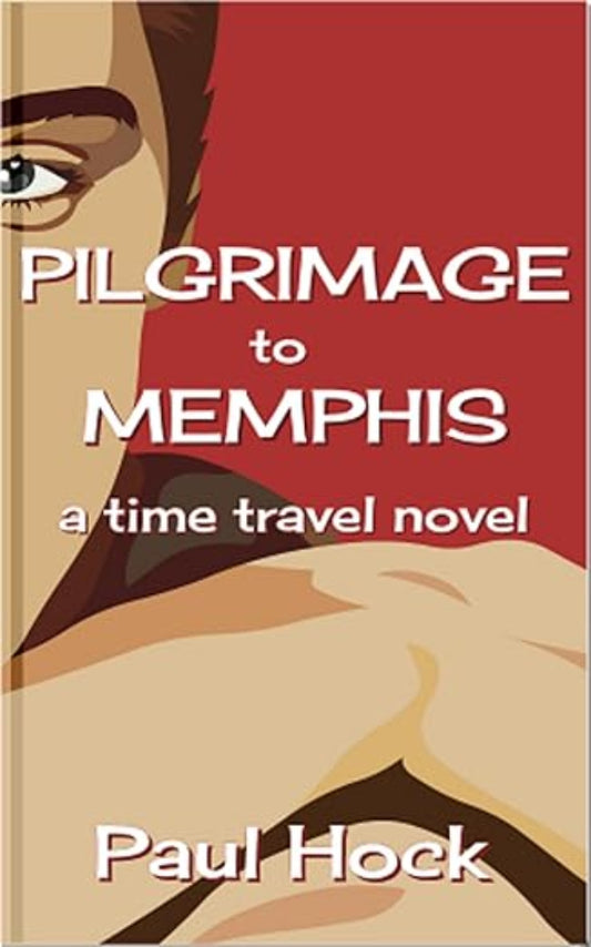 Book cover of 'Pilgrimage to Memphis' by Paul Hock with a stylized face and red background.
