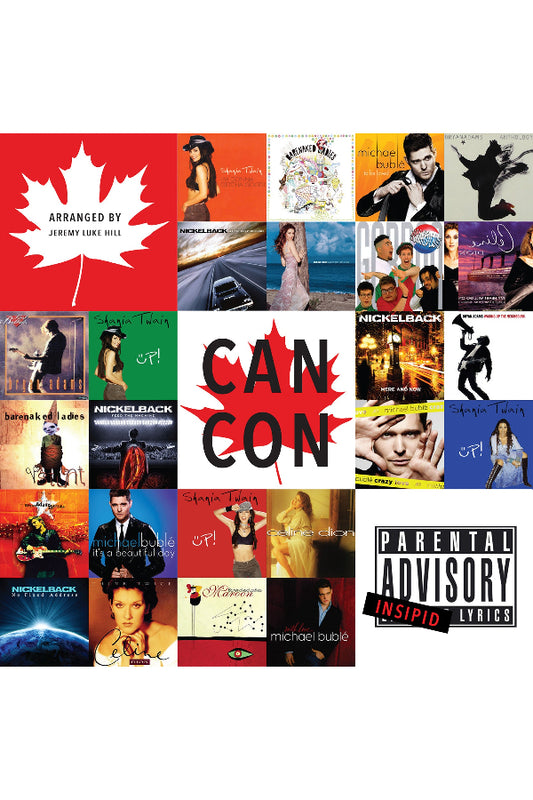 Collage of various album covers with a prominent 'CAN CAN' design and a parental advisory label.