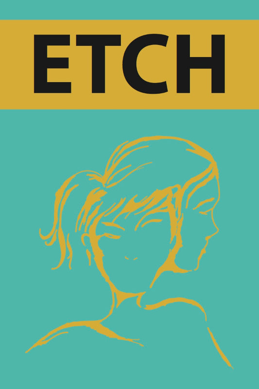 Book cover of 'Etch' with a silhouette of a person and a teal background