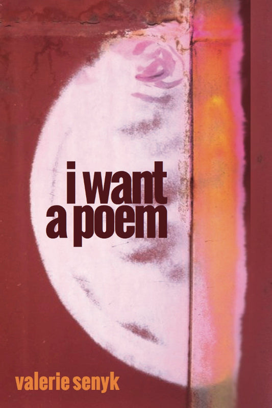 Book cover of 'I Want a Poem' by Valerie Senyk with abstract design and text.