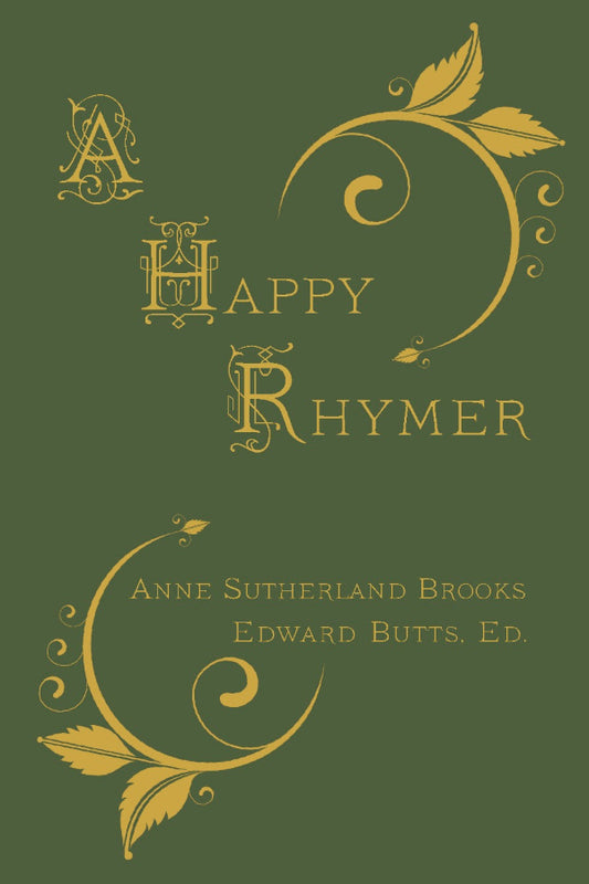 Book cover of 'A Happy Rhymer' with decorative gold text on a green background