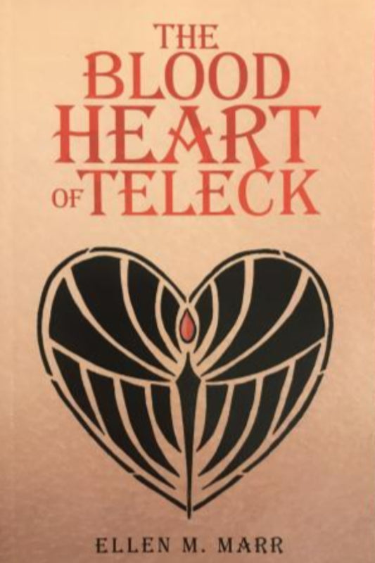 Book cover of 'The Blood Heart of Teleck' with a stylized heart design on a red background