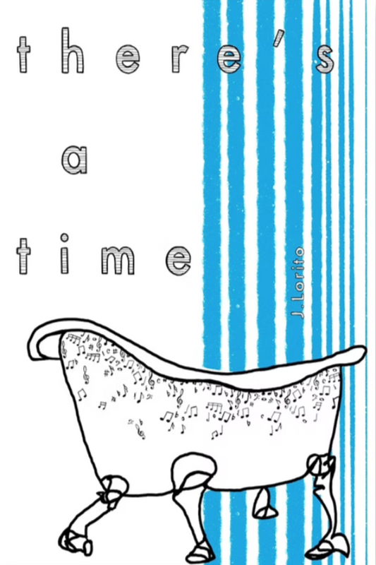 Cartoon dog in a bathtub with blue and white striped background and text 'there's a time'.