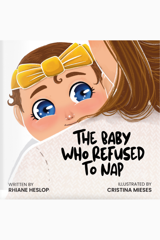 Book cover of 'The Baby Who Refused to Nap' with an illustration of a baby and text.
