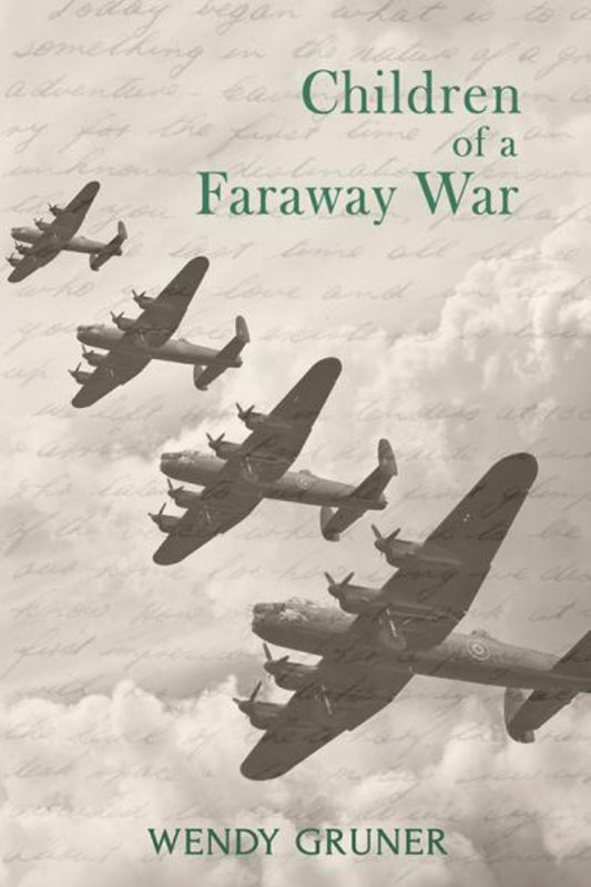 Book cover of 'Children of a Faraway War' with silhouettes of airplanes in flight.