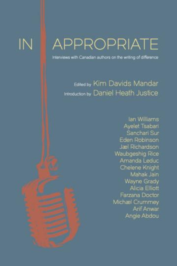 Book cover of 'In Appropriate' with a microphone graphic on a blue background