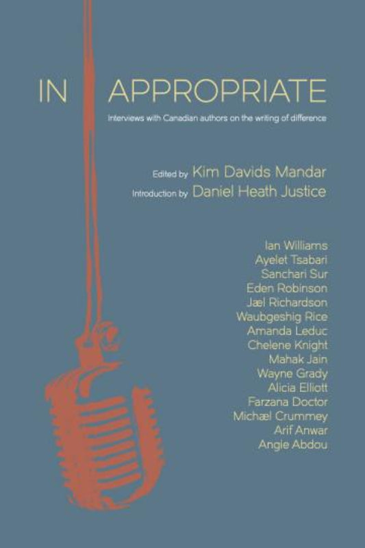Book cover of 'In Appropriate' with a microphone graphic on a blue background