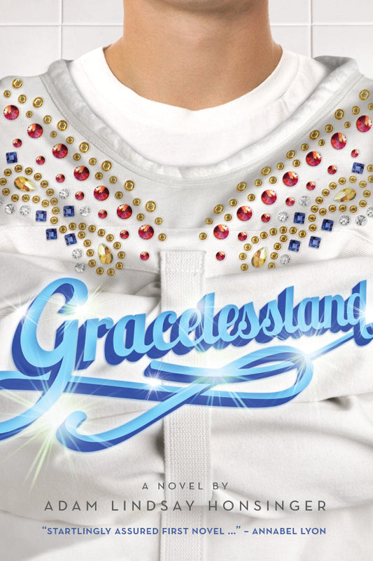 Book cover of 'Gracelessland' with a white shirt and colorful embellishments.